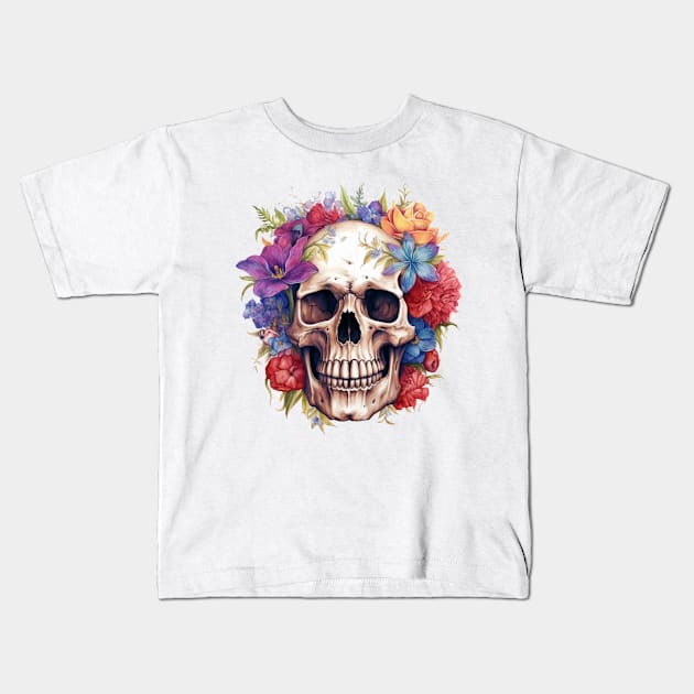 ornate skull Kids T-Shirt by Rayra